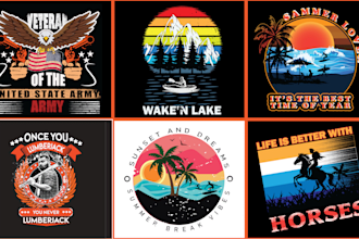 create custom retro vintage t shirt design and typography