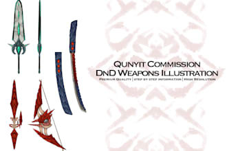 design and draw fantasy weapon for you