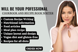 write healthy recipes cookbook, smoothies food blog design cookbook ebook writer