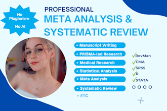 do research, systematic review, meta analysis and manuscript writing
