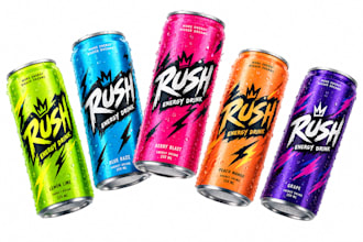 create energy drink, can, beer, soda, beverage, bottle label design or 3d mockup