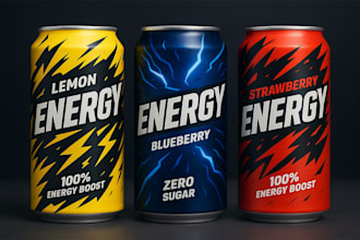 do create energy drinks, can, soda, beer, juice label design