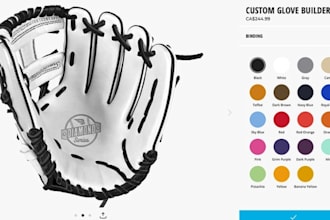 build 2d 3d baseball and softball glove configurator on kickflip and zakeke