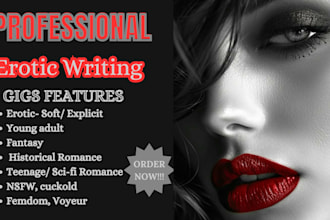 write steamy nsfw fanfiction, romance, bdsm, and erotic stories