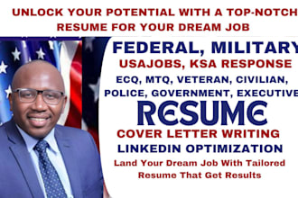 write federal government executive military resume and ksa response for usajob