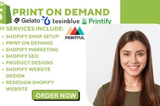do shopify print on demand, shineon, printful, printify, gelato, shopify website