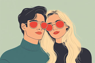 draw couple vector portrait