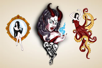 draw traditional tattoo design for you