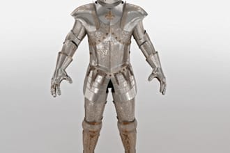 3d plate armor model,3d character model, game asset, 3d helmet,rigging,ue5,pbr