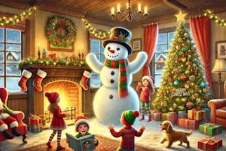 do christmas children book illustration, merry christmas kids story illustration