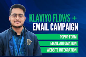 setup klaviyo flows or email automation, popup form