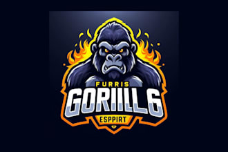 do creative furious gorilla esport mascot logo just two day