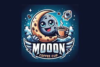 do moon coffee cup esport mascot logo for your business