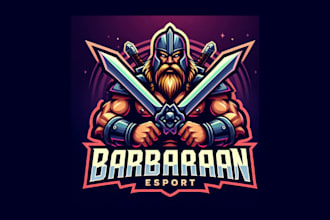 make a barbarian esport mascot logo for you with new concept