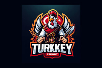 make an amazing turkey esports mascot logo in illustrator