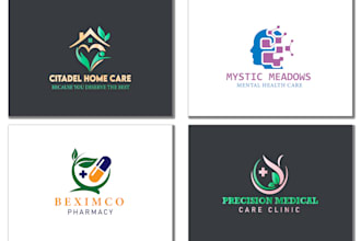 do medical home care mental pharmacy and minimalist logo design