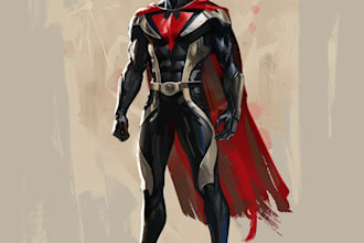 draw superhero character, cartoon illustration