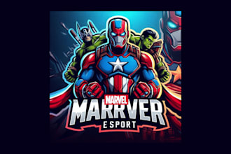do creative marvel hero esport mascot logo with source file