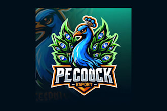 make a different peacock esport mascot logo for your company