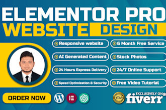 create your wordpress website using elementor pro, astra pro in 24hr