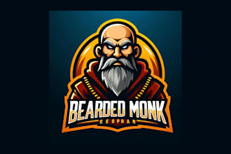 design a creative bearded monk mascot logo for your business