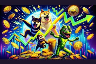 draaw crypto meme coin art illustration and meme video for your project website
