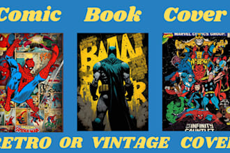 draw  retro comic book cover, comic book cover, storyboard, comic artist, manga