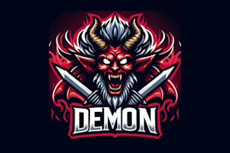make a demon head esport mascot logo for you in one day