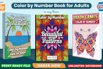 custom color by number book for adults to publish amazon KDP