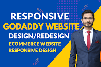 develop responsive godaddy website design with godaddy builder or wordpress