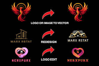 redesign, edit, update modify revamp and vectorize your logo