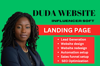 create influencersoft landing page and duda website
