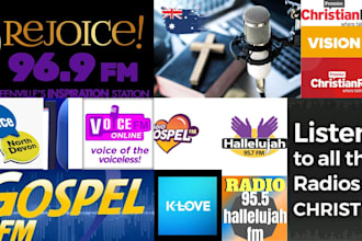 do a radio promotion for your song and ads on any christian radio channel live
