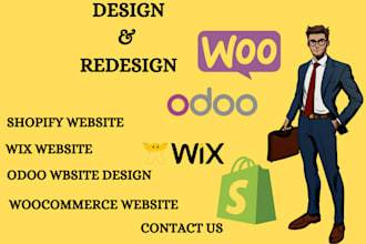 build develop redesign wordpress woocommerce website design shopify odoo website