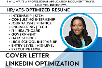 write stem, internship resume for IT, marketing, healthcare, hospitality, tech