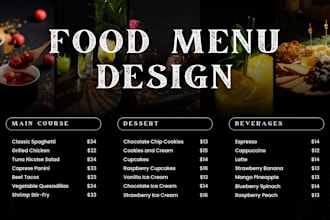 food menu design restaurant menu food flyer design digital menu price list