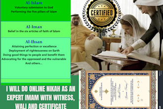 do your online nikah as a professional imam, with witness,certificate for sunnah