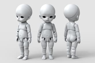 do 3d ball joint doll, 3d action toy model, 3d character model, 3d toy prototype