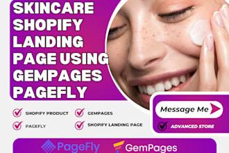 design skincare, makeup shopify landing page with gempages pagefly