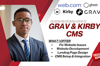 customize grav kirby cms, design grav website, kirby landing page, webcom cms
