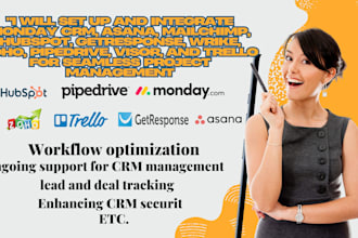 set up monday crm asana mailchimp hubspot getrespond wrike zoho pipedrive visor