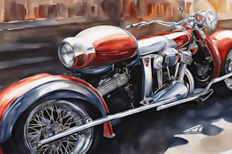paint car and motorcycle portraits in watercolor