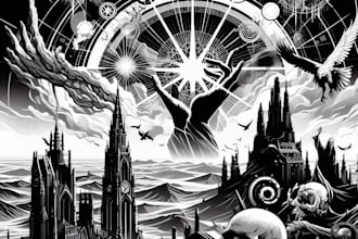draw aesthetic black and white illustration artwork