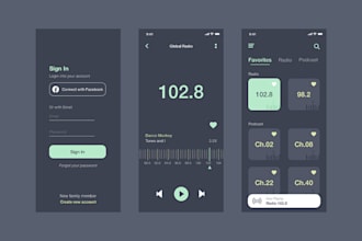develop live streaming app, radio app, audio app, for both android, ios, tv app