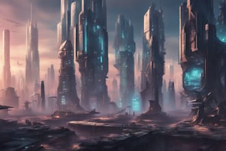 design cyberpunk futuristic city landscape or sci fi concept