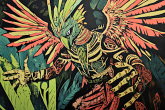 engraving linocut style digital drawing art