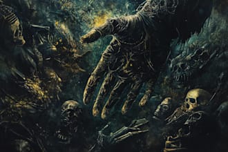 draw detailed dark art illustration metal album cover