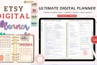 design responsive hyperlinked planner for etsy shop set up, etsy digital product