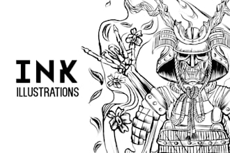create stunning black and white ink illustrations