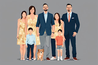 draw a vector art family portrait